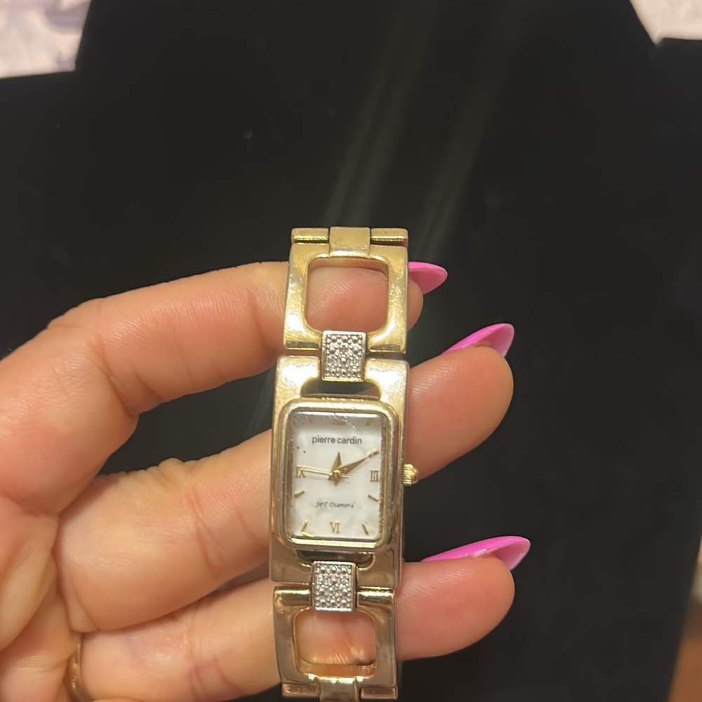 Gold Tone Rectangular Face Watch - Picture 7 of 9